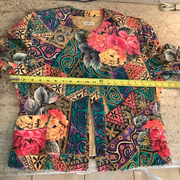 Jacques Fath Paris Vintage Floral Jacket EU Size 42 - Picture 7 of 10